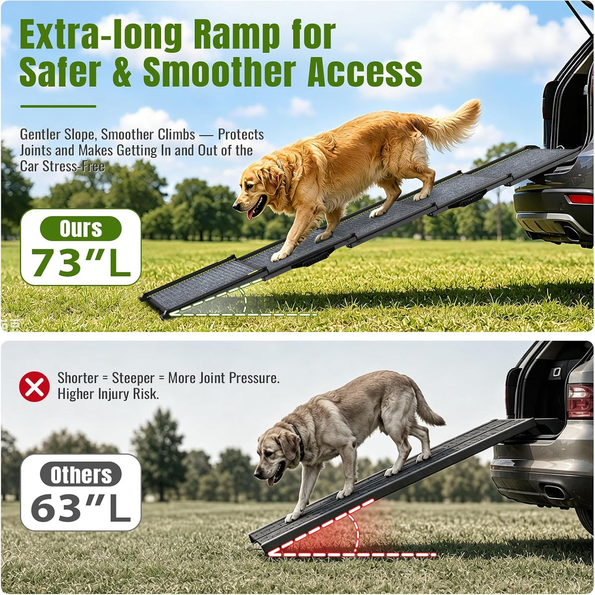 dog ramp for car 73" extra-long,telescoping pet ramp, close-up detail