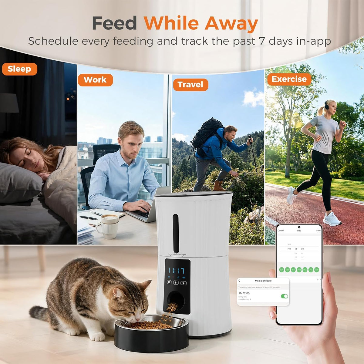 sweetcrispy automatic cat feeder, 4l cat food dispenser, close-up detail
