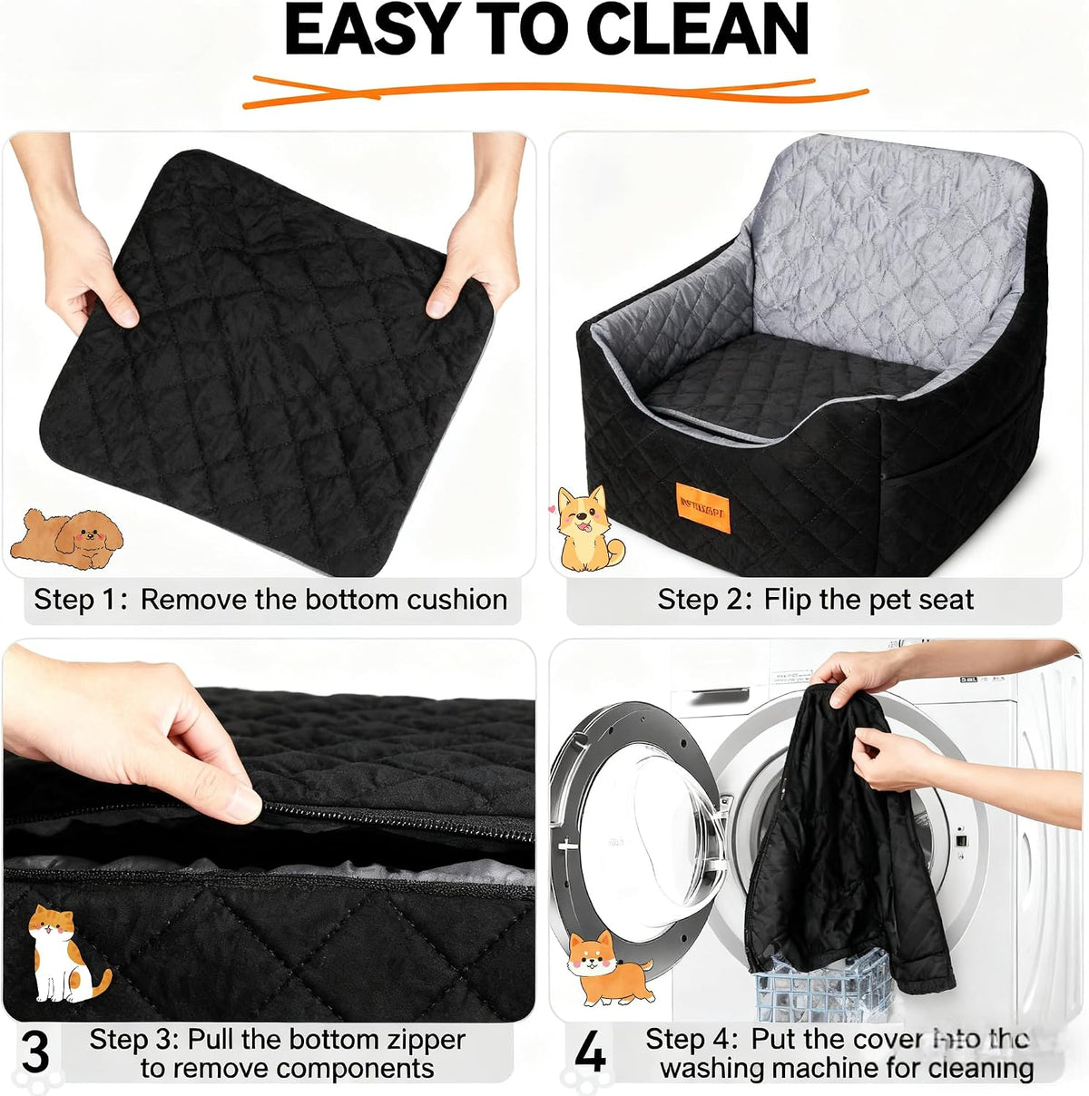 elevated dog booster car seat for medium/small dogs showing dimensions
