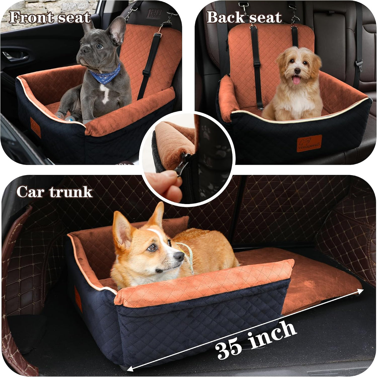 dog car seat bed 2 in 1 for shown in use