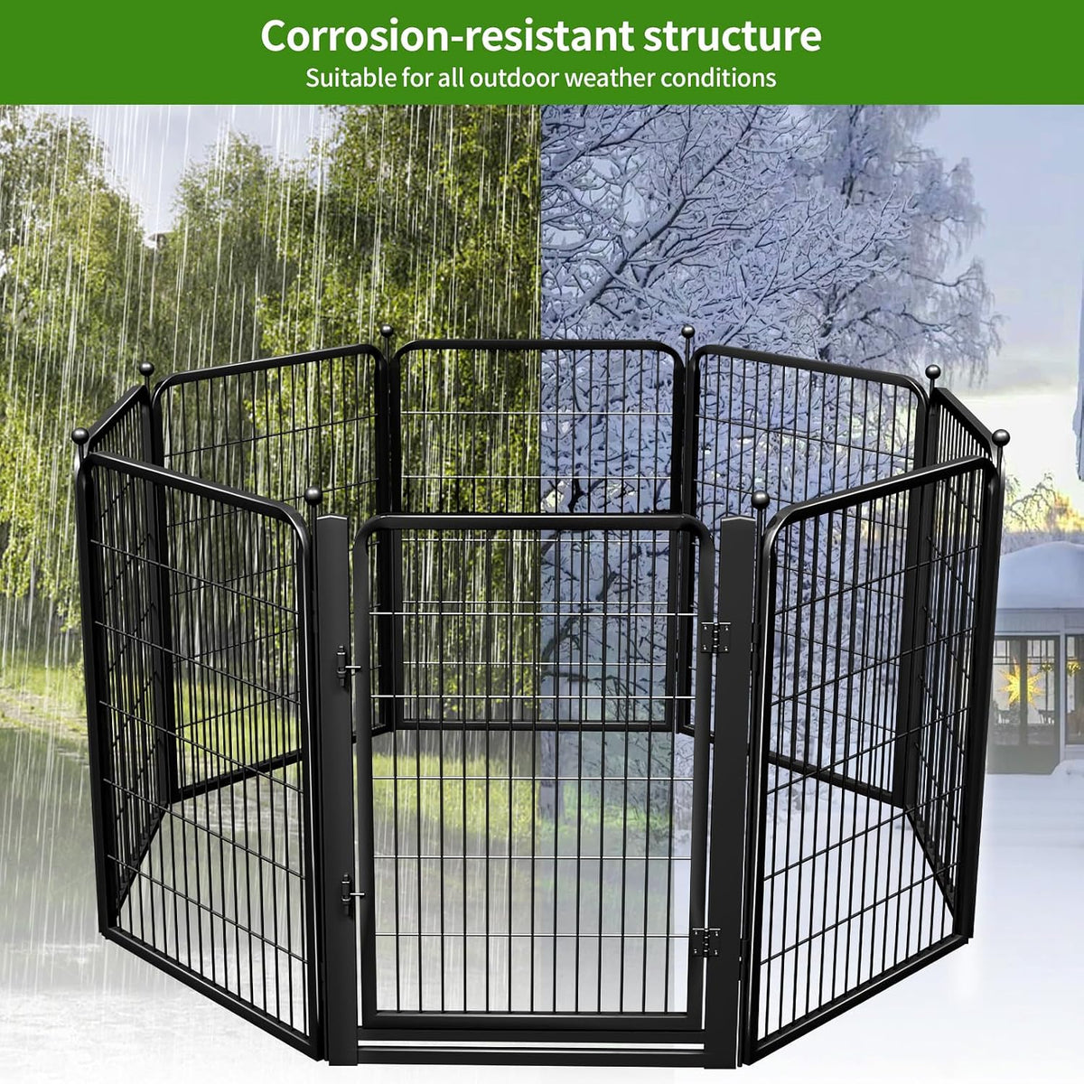 dog playpens with low threshold gate, 40 inch, side view