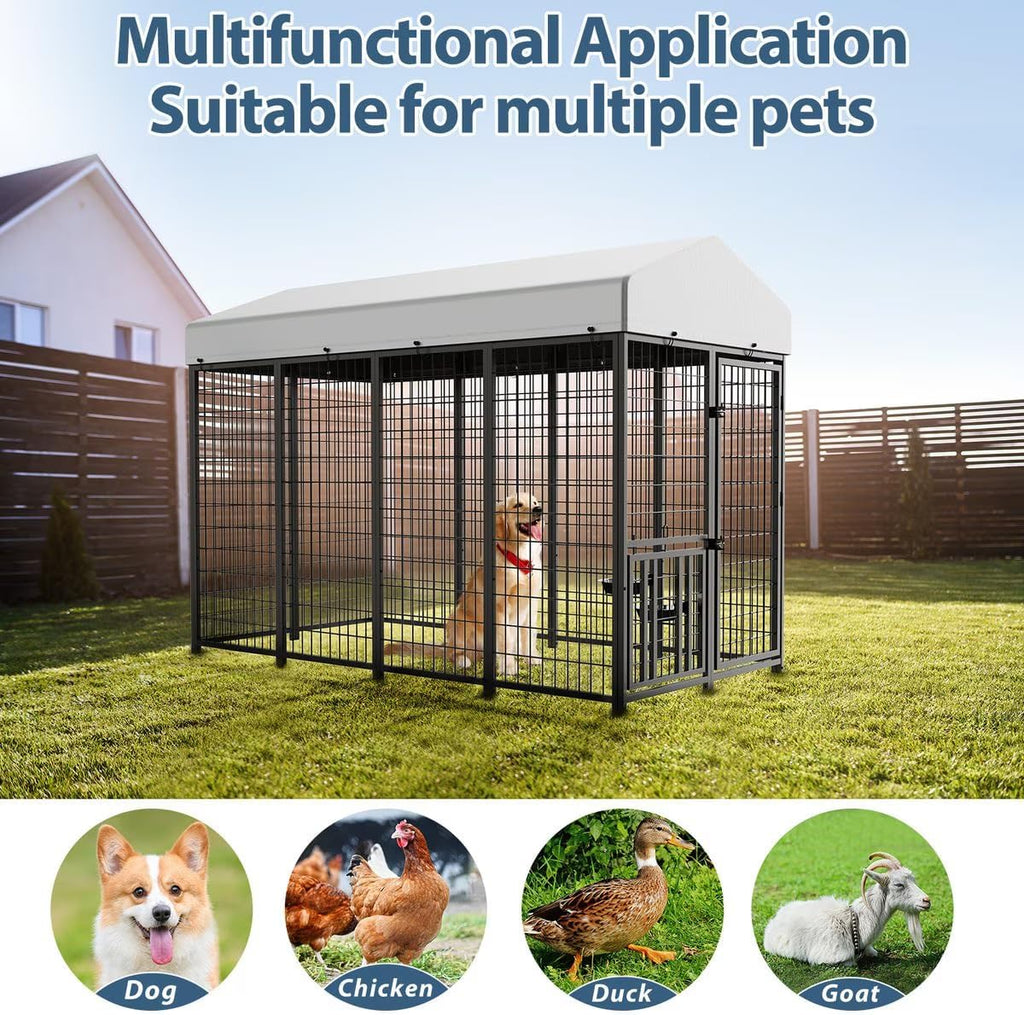 roomtec heavy duty outdoor dog kennel with rotating shown in use
