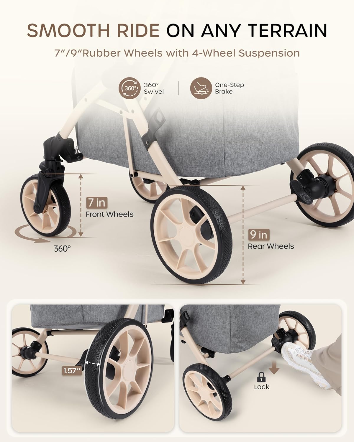 dog stroller for 1/2 small dogs & medium shown in use