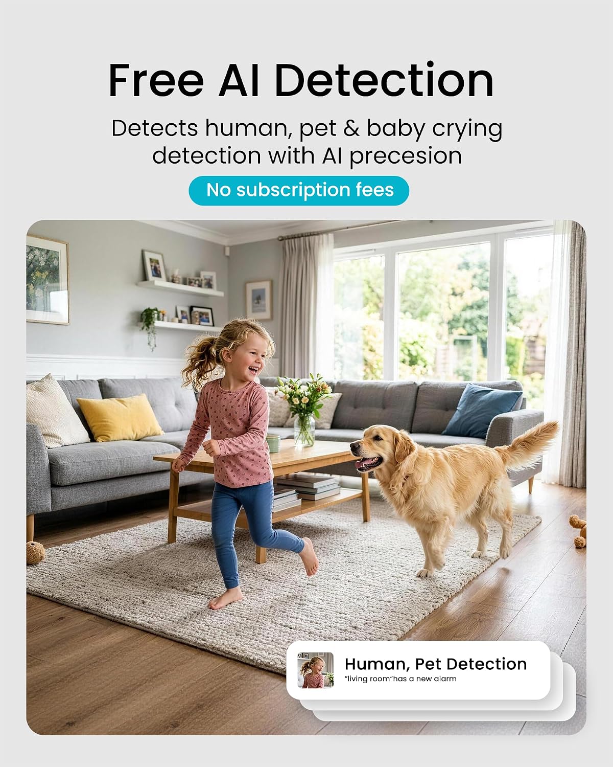 youkey 2k indoor secuirty camera, 360° view baby, side view