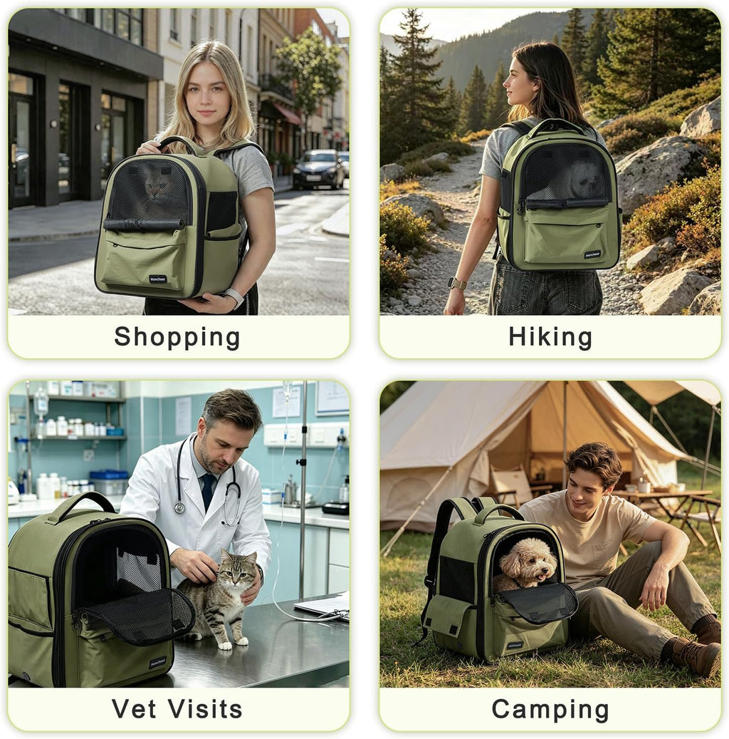 cat carrier dog backpack carrier with anti-collapse bottom on a desk or shelf