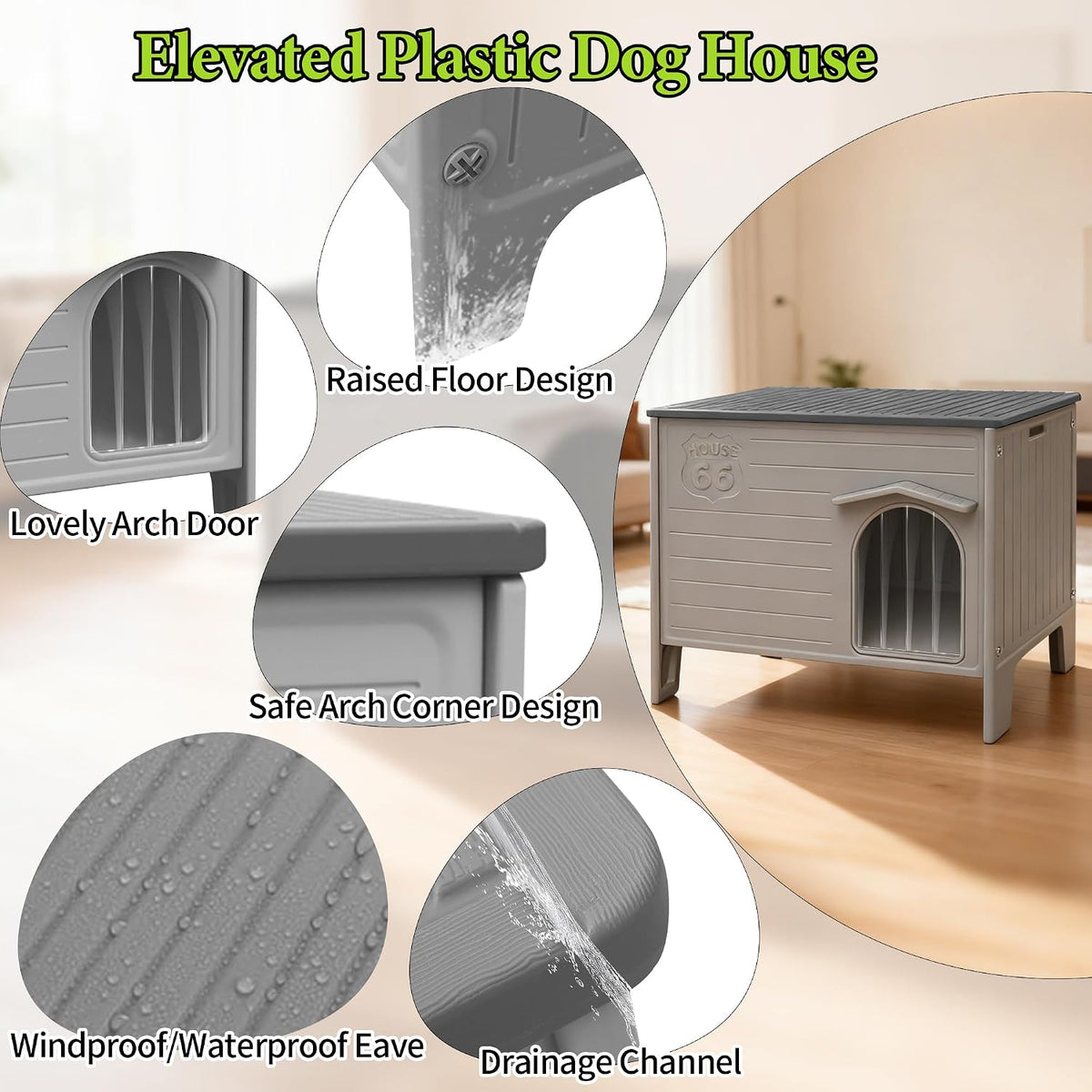 dog house outdoor weatherpoof plastic large dogs houses, side view