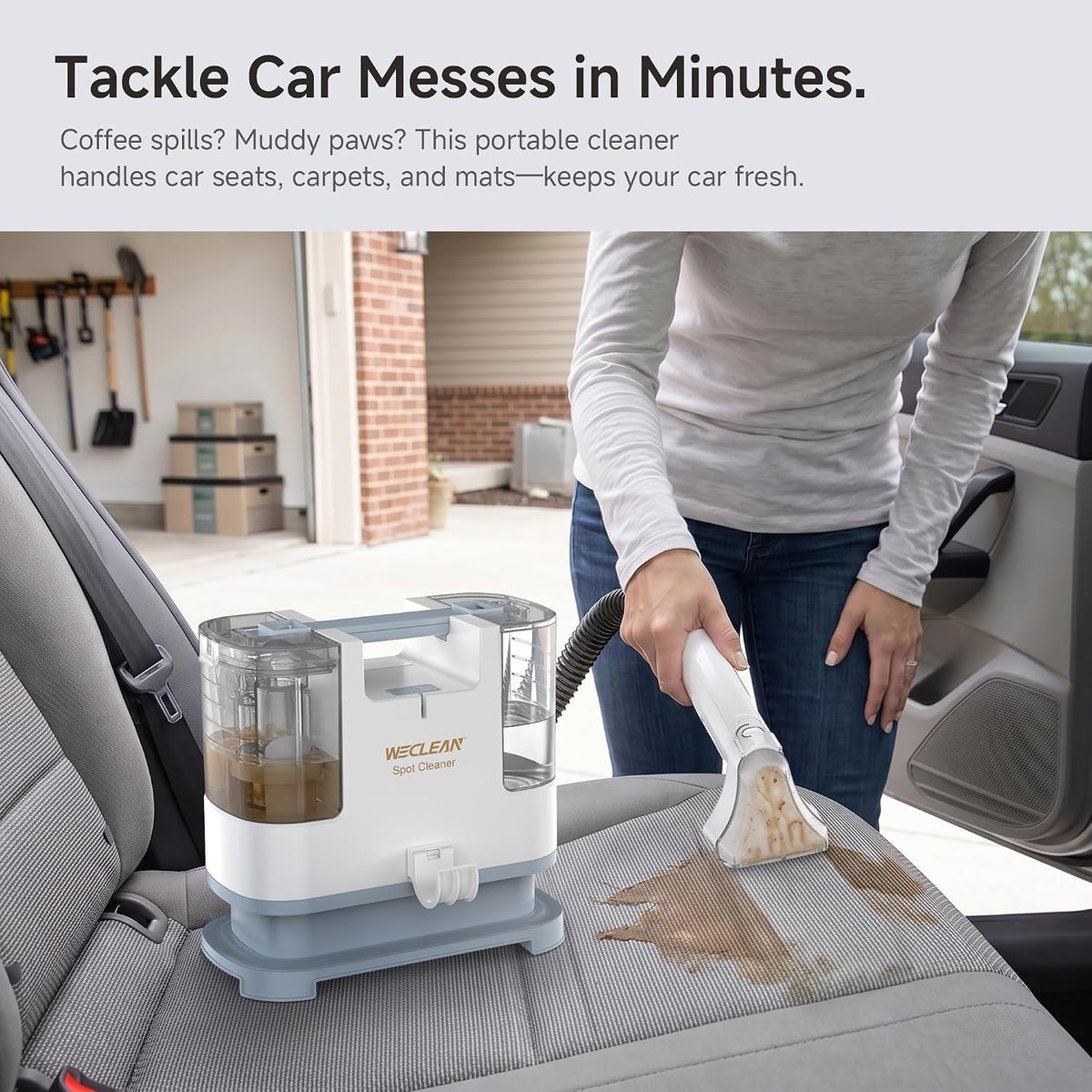 weclean carpet cleaner machine, portable spot cleaner for, side view