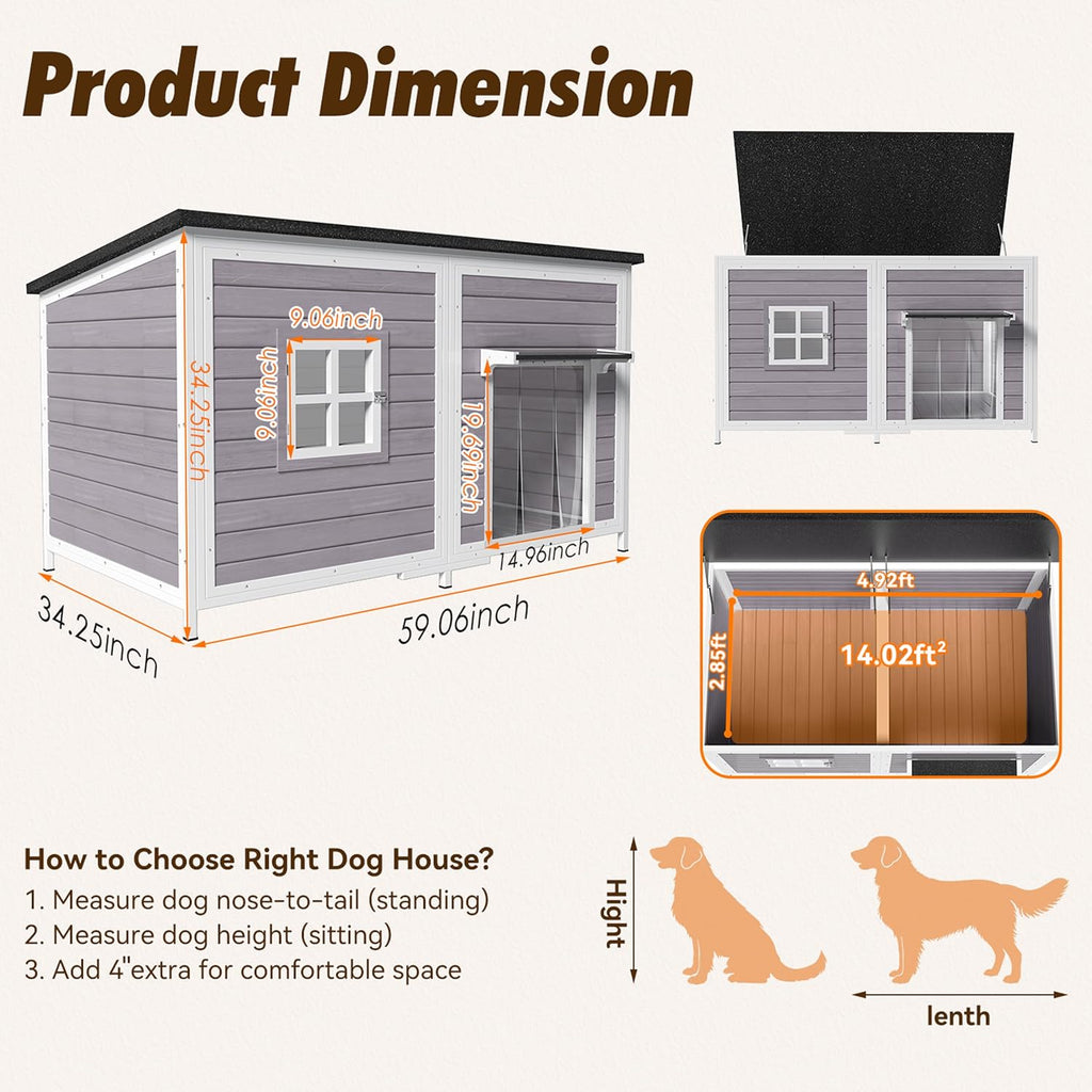 59" extra large outdoor dog house with insulated shown in use