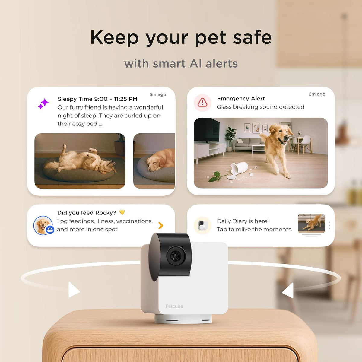 petcube cam 360 (2-pack) – wi-fi pan-tilt pet shown in use