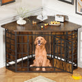 cozpaw 52" corner dog crate furniture, brown, main product view