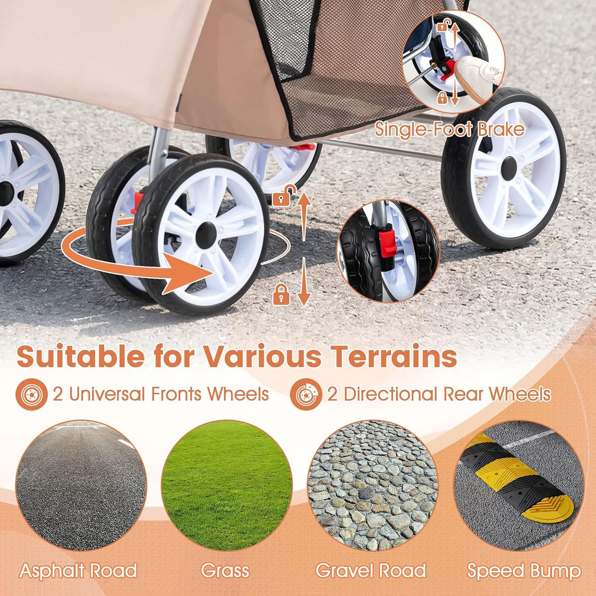 petsite 4 wheels pet stroller, foldable dog strollers, package contents