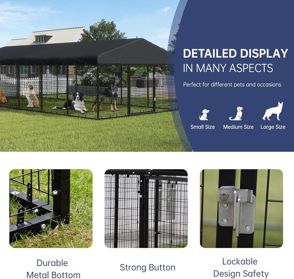 outdoor dog kennel with dog fence for medium/small, close-up detail