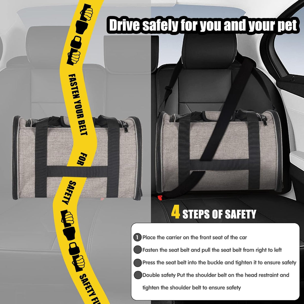 cat carrying case - pet carrier airline approved showing dimensions