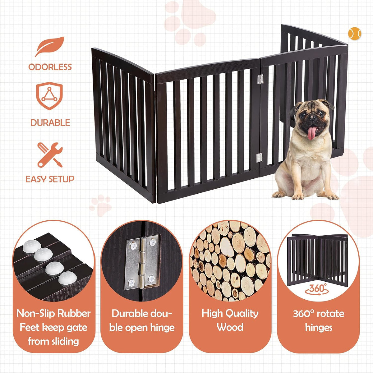 dog gate pet gate indoor for stairs doorways, close-up detail