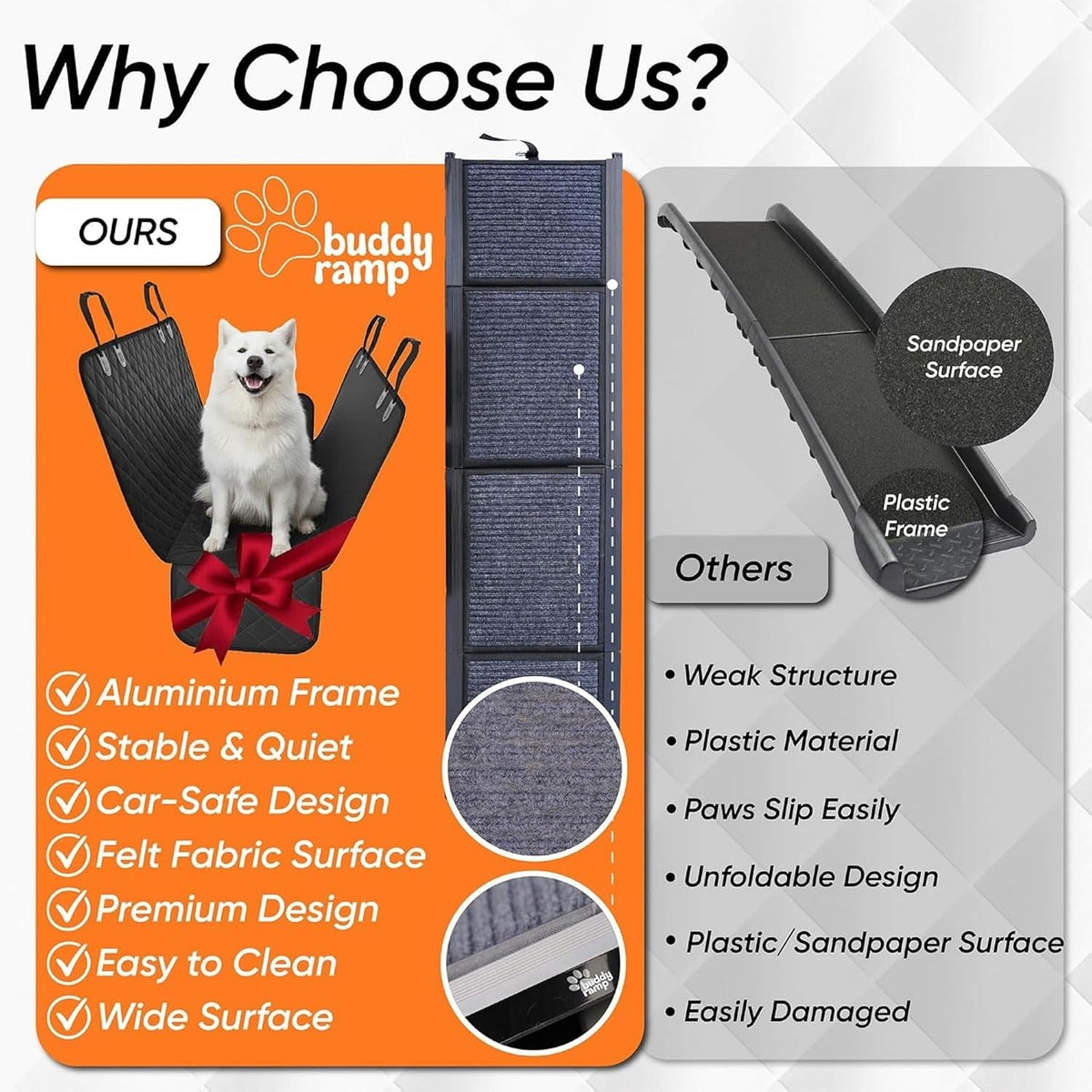 dog ramp for car & back seat cover showing dimensions