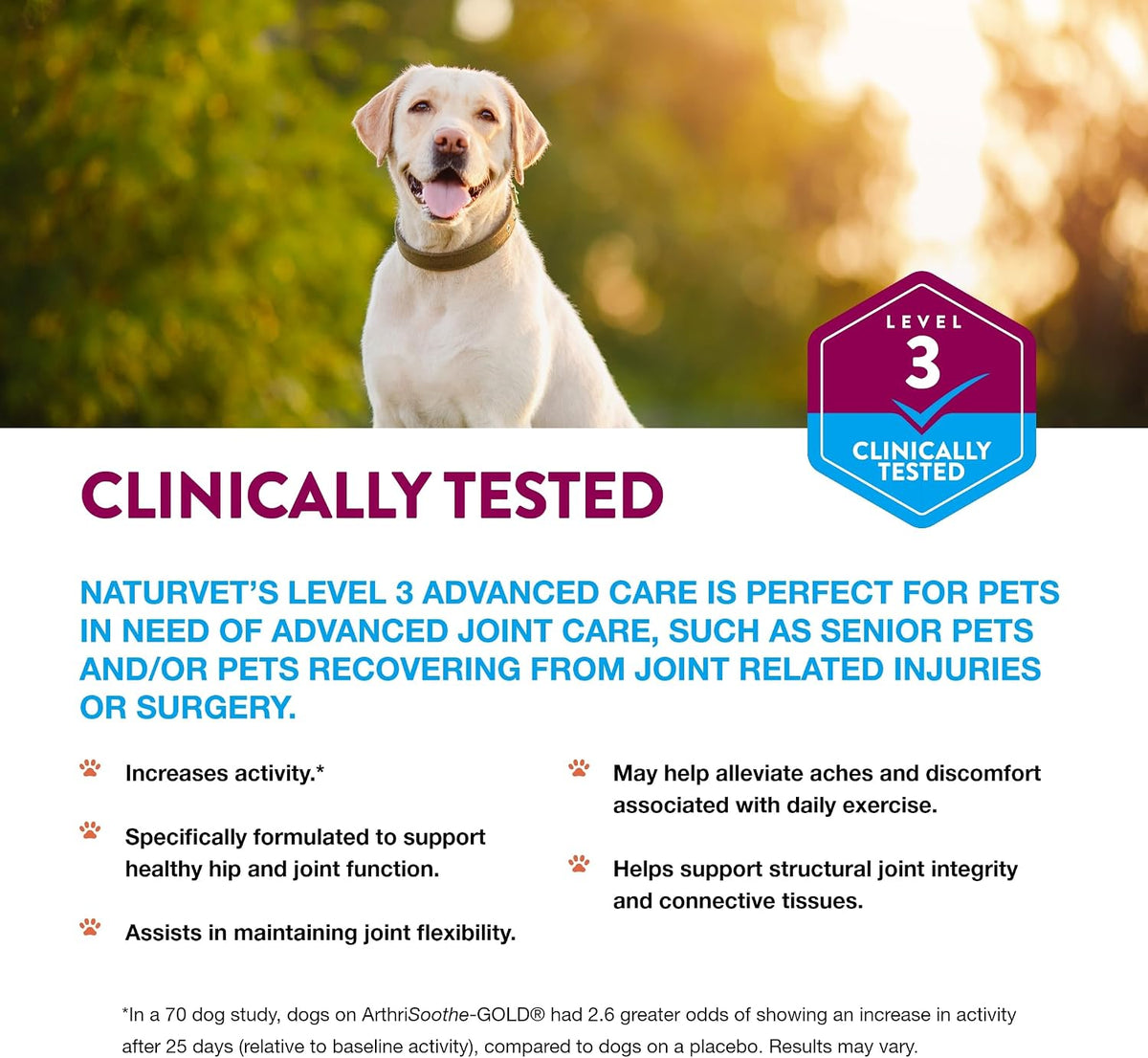 naturvet advanced joint care supplement, dogs & cats showing dimensions