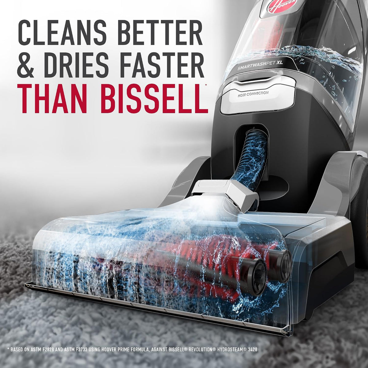 hoover smartwash pet xl upright carpet cleaner machine shown in use