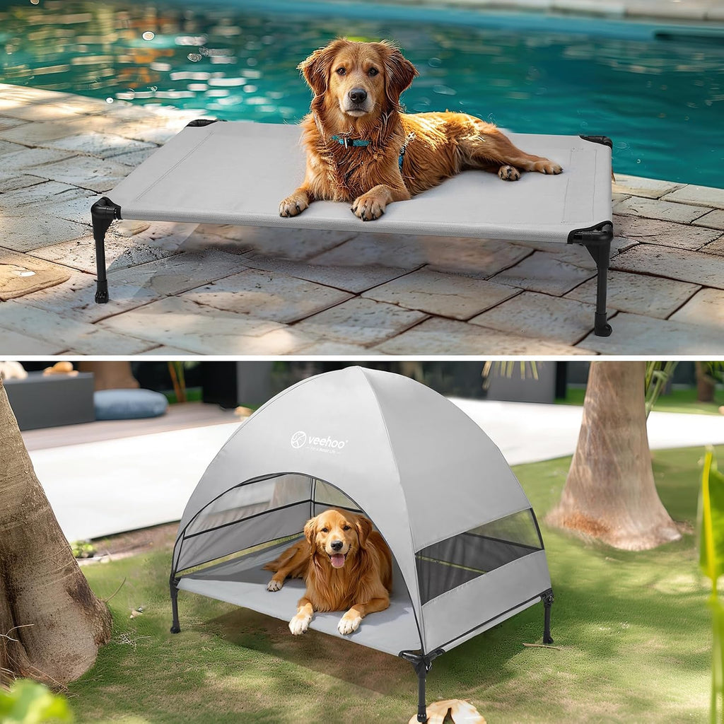 veehoo outdoor dog bed with canopy, cooling elevated, package contents