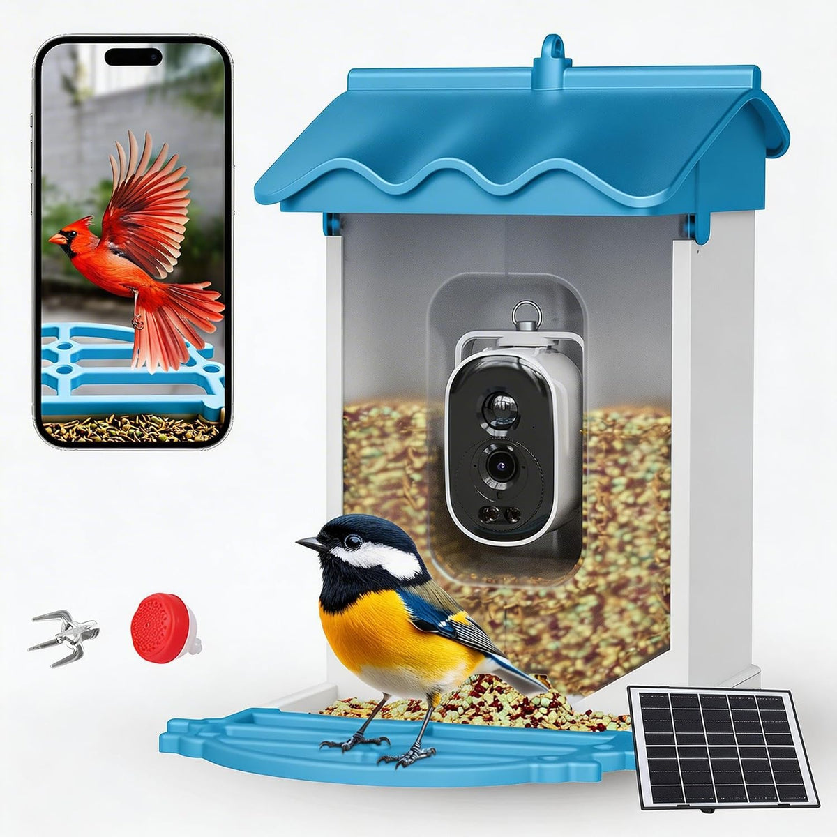 garvee smart bird feeder,2l capacity,with 2k camera & shown in use