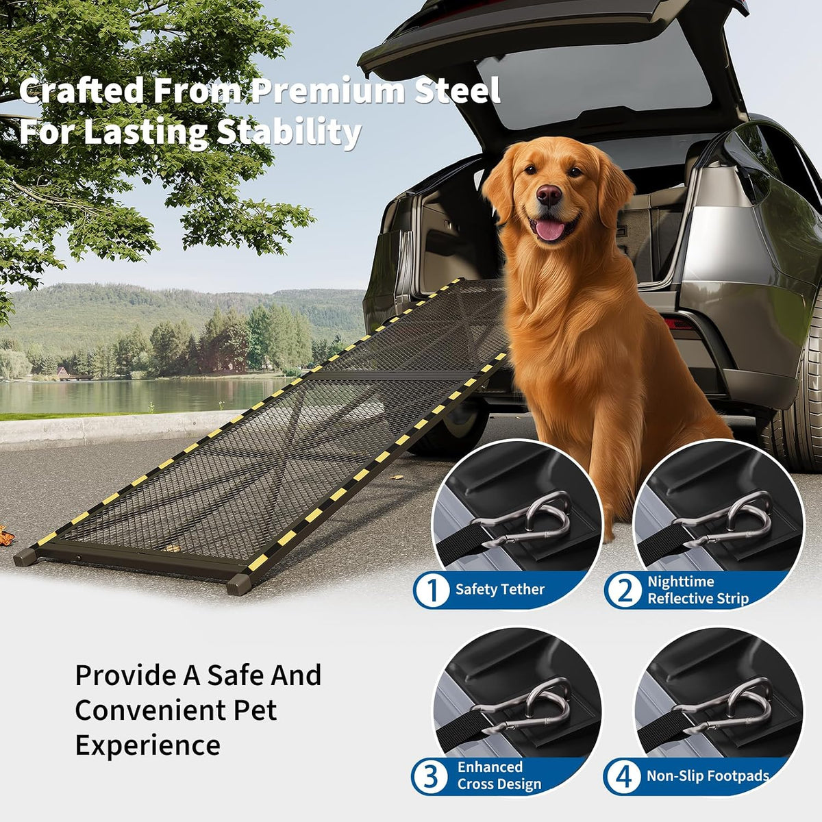 63'' l & 17'' w dog ramp for shown in use