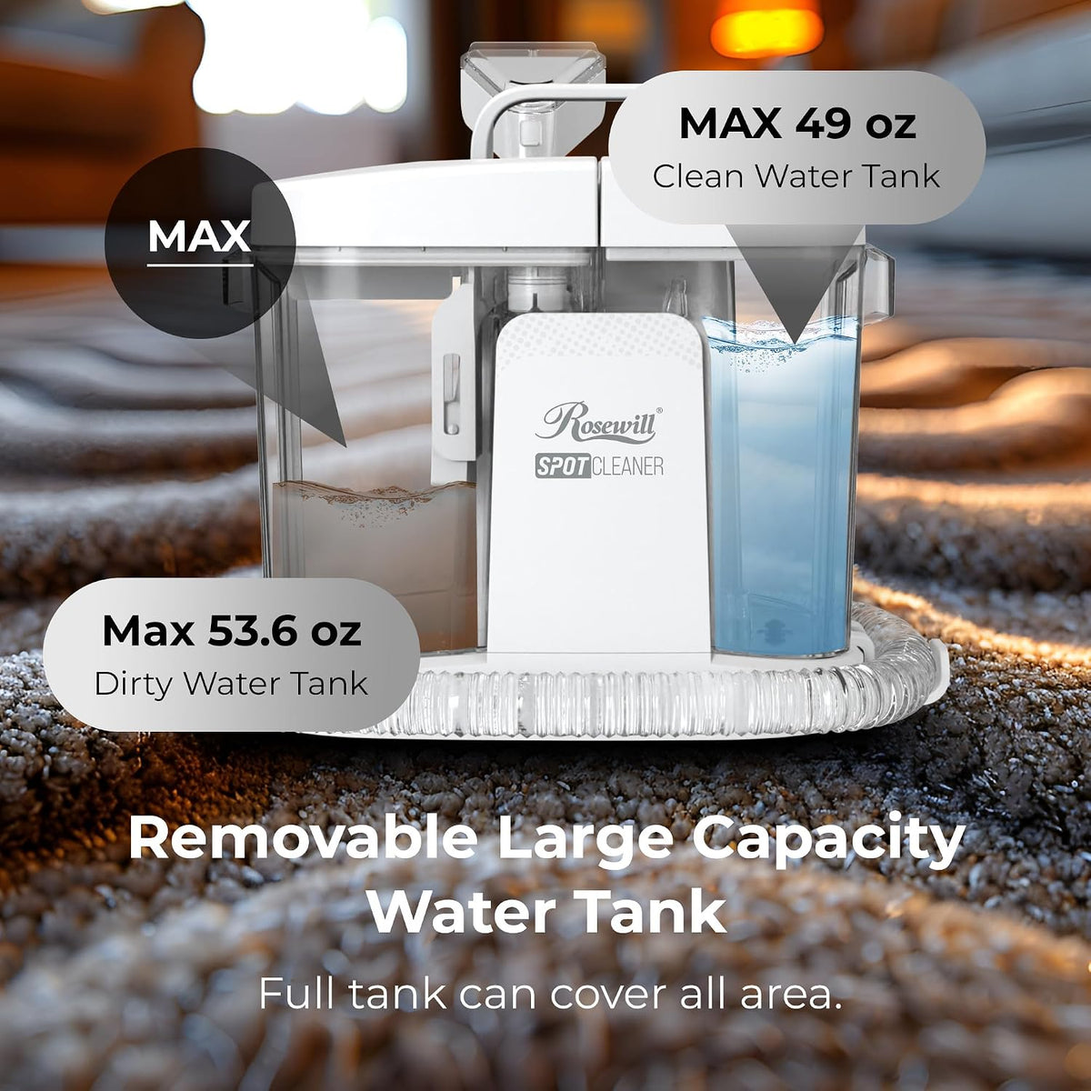 rosewill multi-purpose portable carpet and upholstery cleaner, powerful showing dimensions