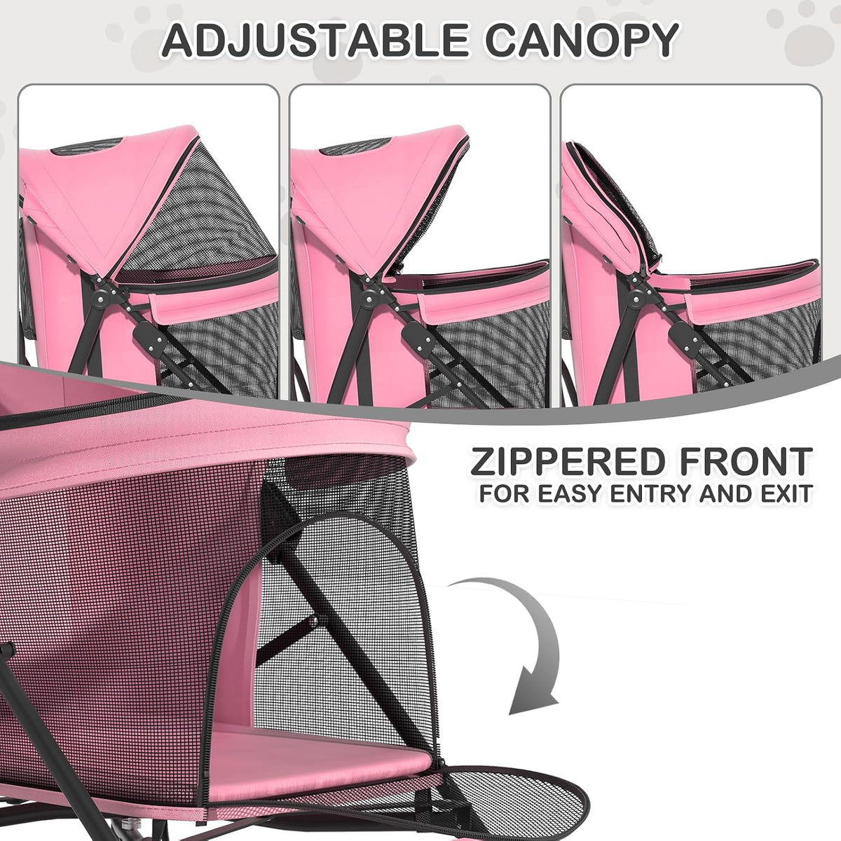 monibloom pet stroller for small/medium dogs and cats, side view