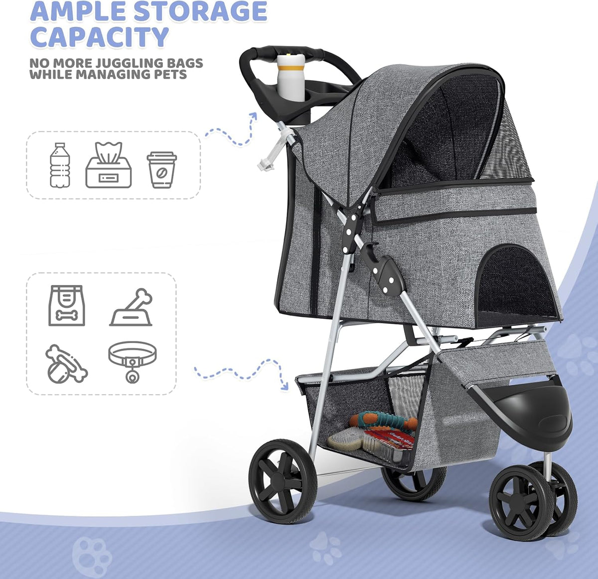 magshion 3-wheel pet stroller for small/medium dogs &, package contents