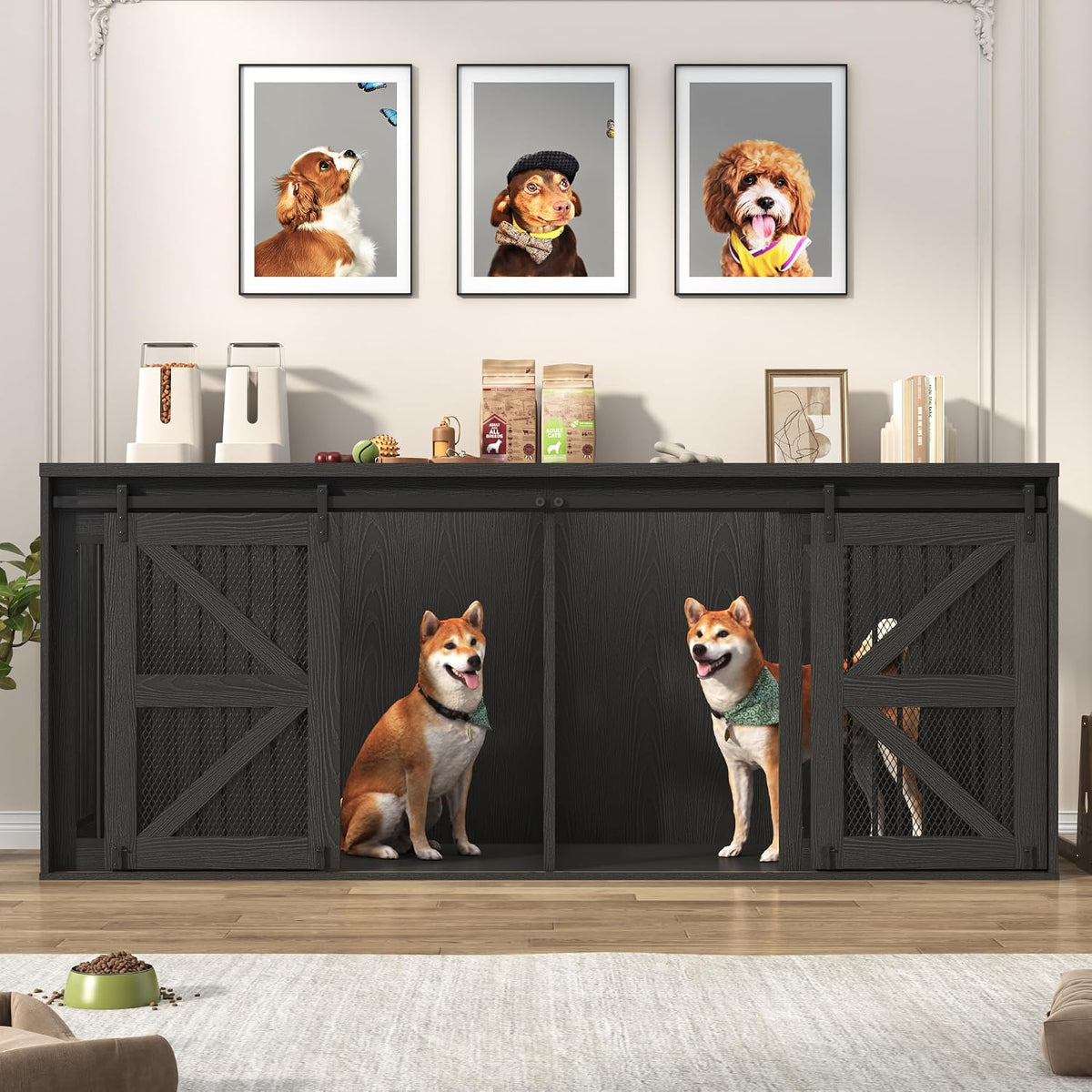 jiteentarou87in farmhouse dog crate tv stand, wooden dog, package contents