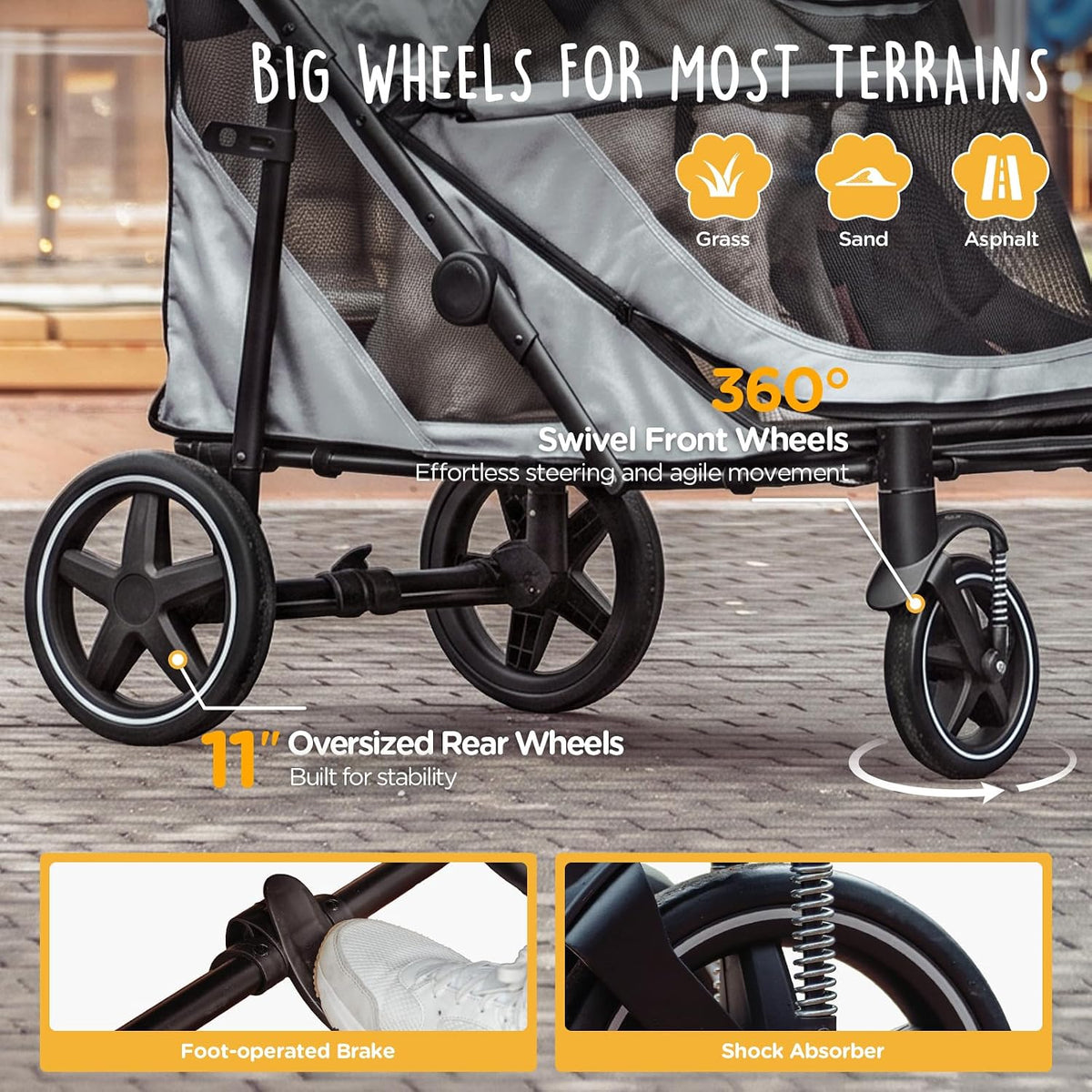 canine canyon all-terrain pet stroller for large &, side view
