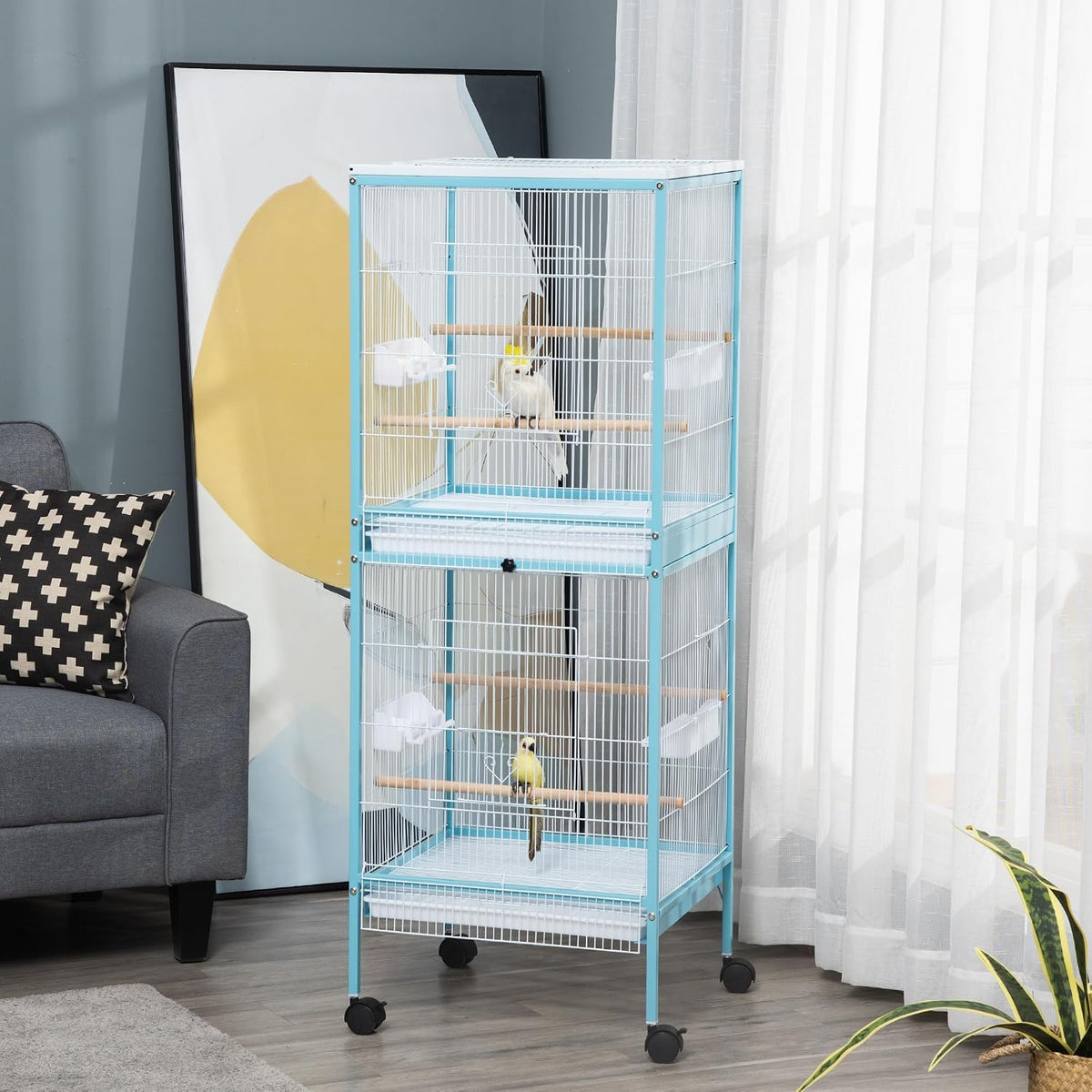 pawhut large bird cage 1.7 ft. width for shown in use