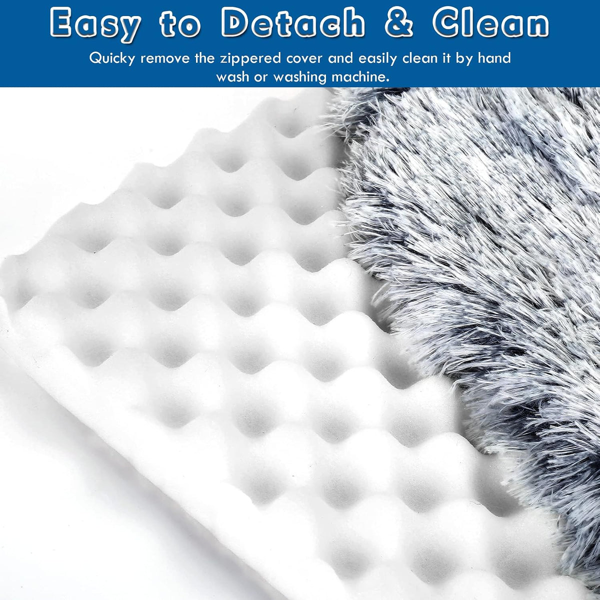 dog bed with cover cave, orthopedic dog bed, side view