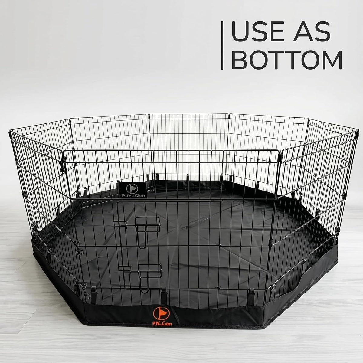 pjyucien puppy playpen with bottom pad and door, close-up detail