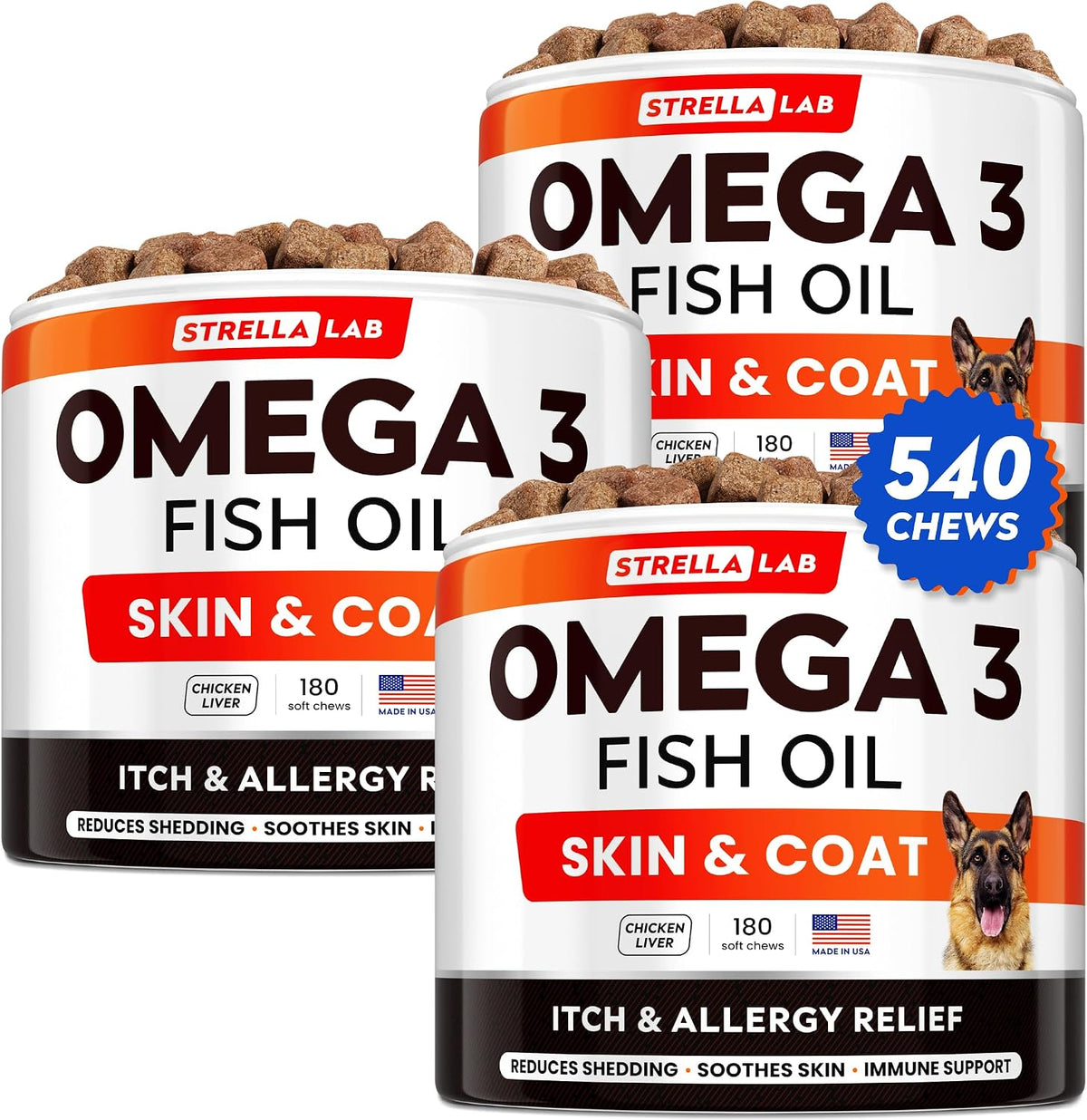 omega 3 for dogs - fish oil skin, main product view