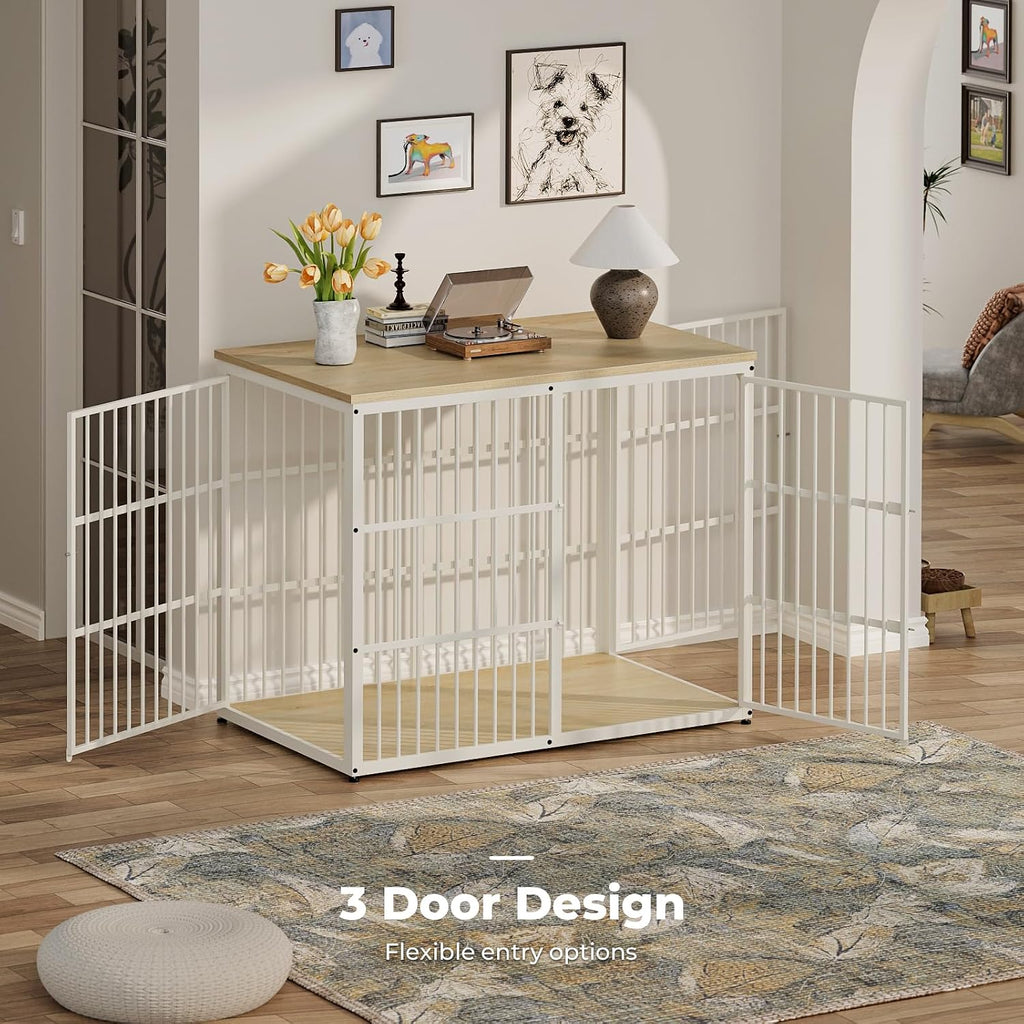 lyromix 48'' xxl dog crate furniture with 3, close-up detail