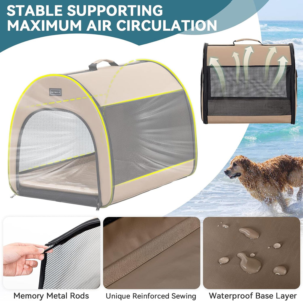 petsfit portable dog crate, travel dog crate, side view