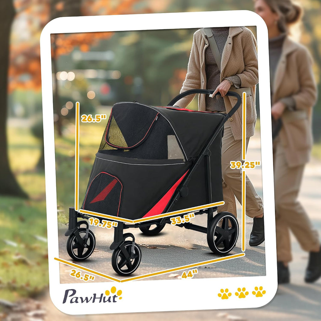 pawhut dog stroller one-click foldable pet cat stroller, close-up detail