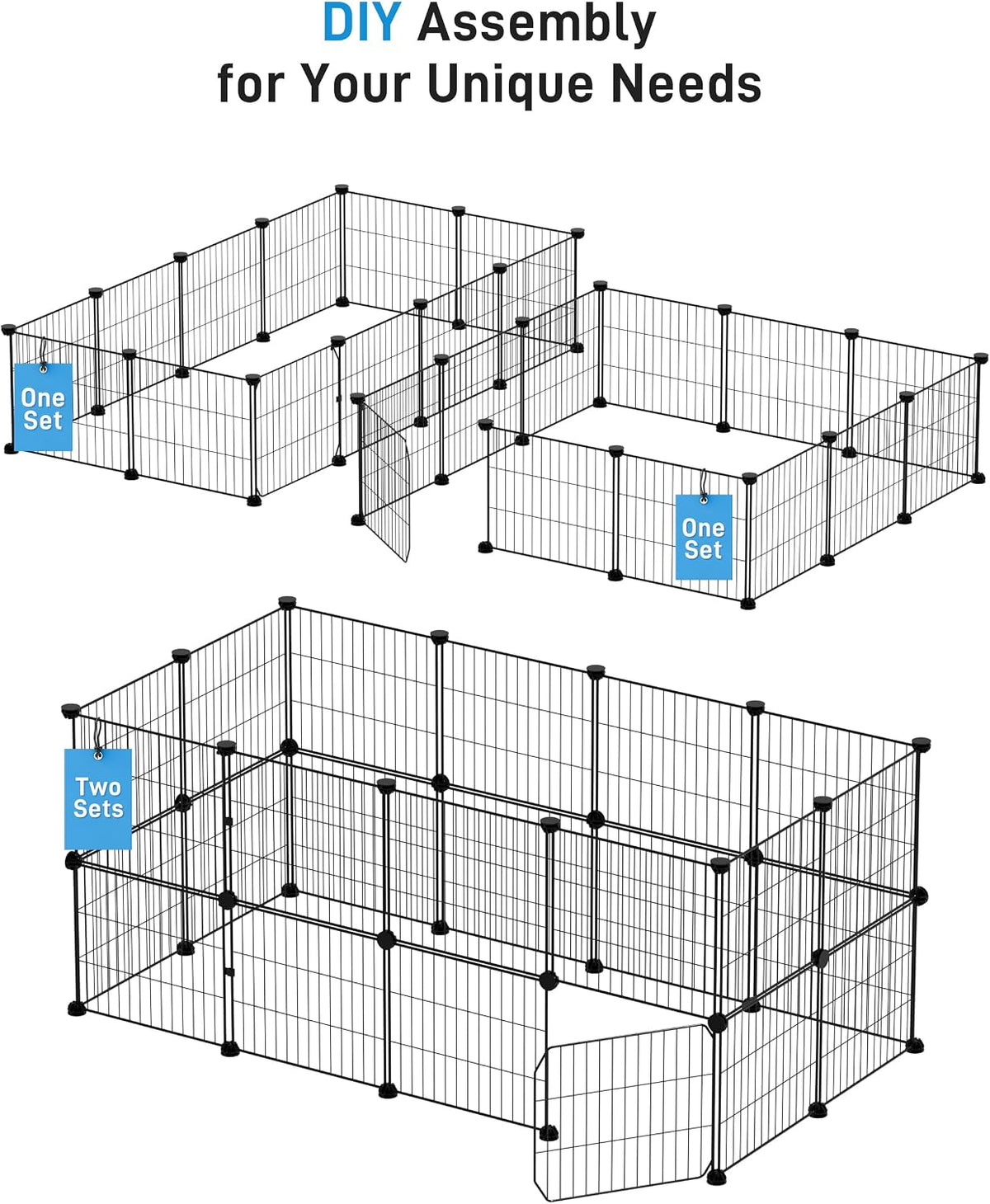 bucatstate 12 panels guinea pig playpen, rabbit playpen showing dimensions