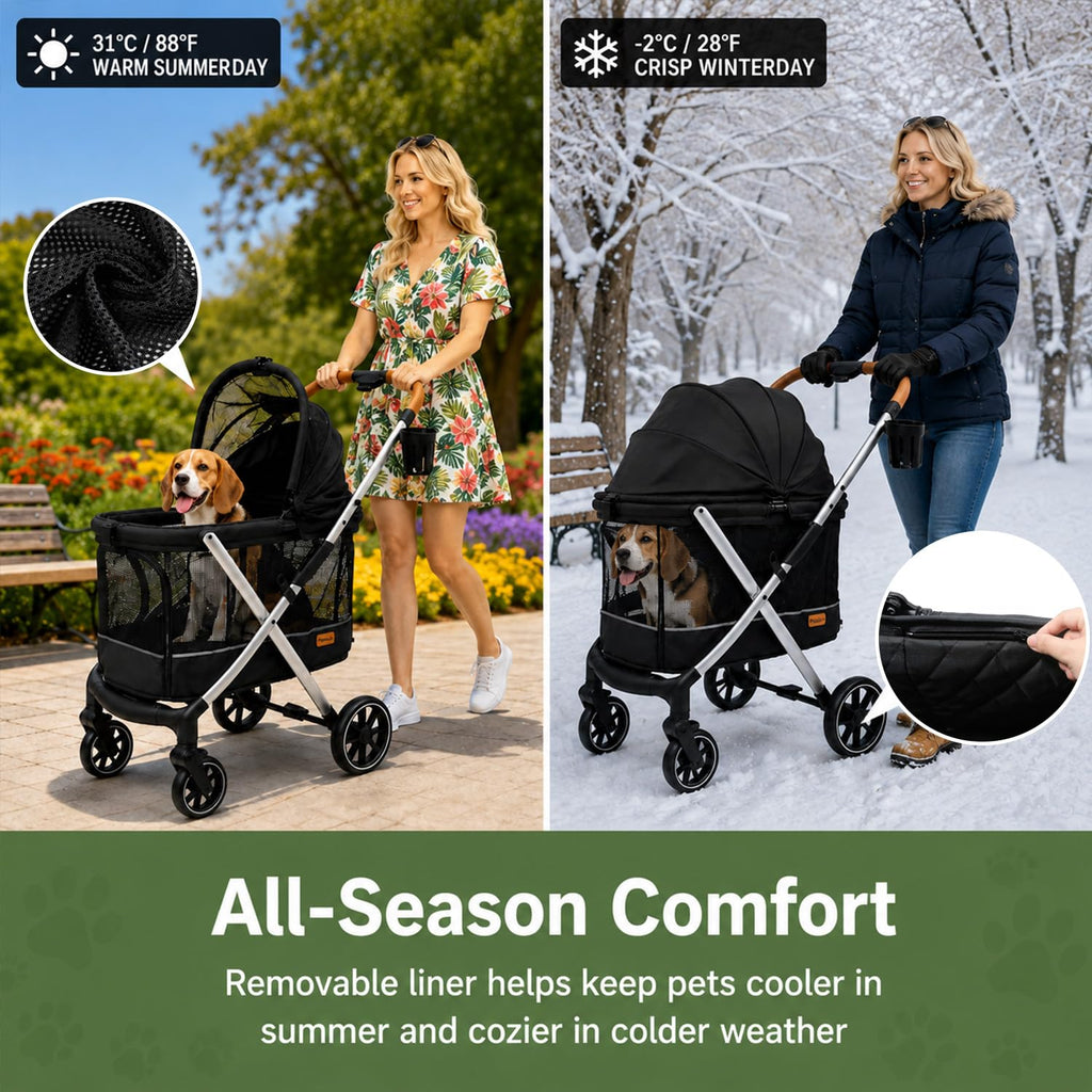 dog stroller for medium and small dogs, lightweight, front angle view