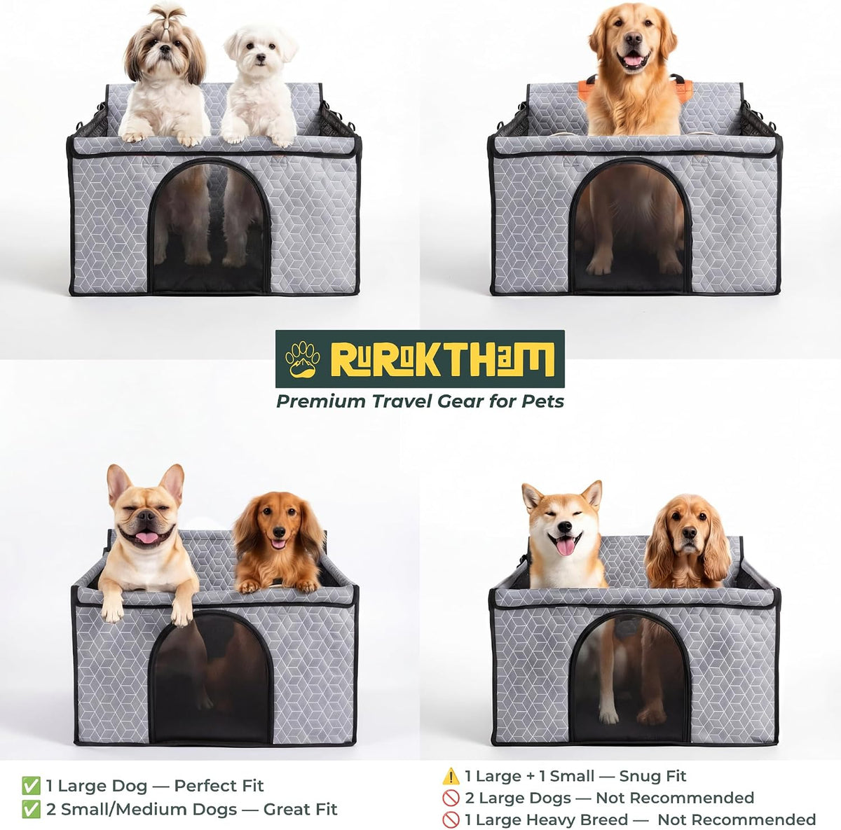 dog car seat for large medium dogs, back showing dimensions