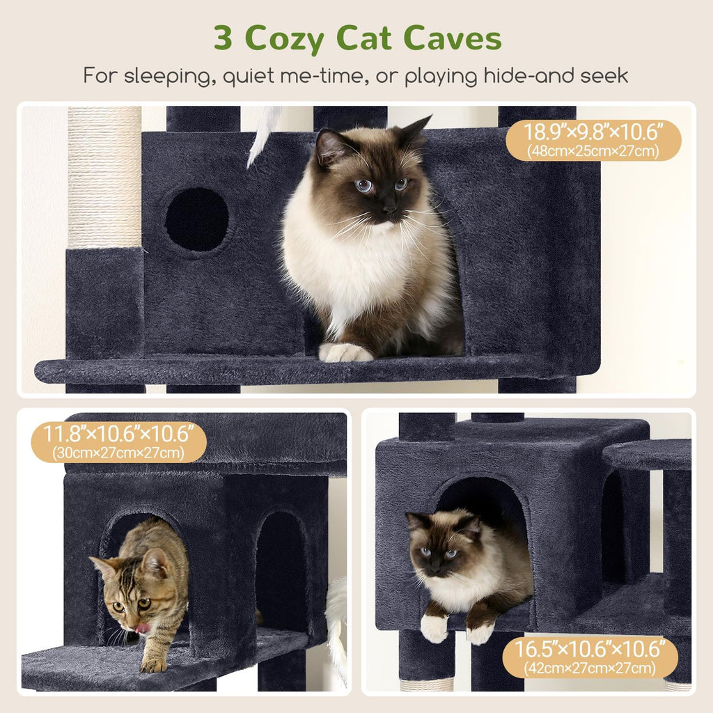 globlazer f66 corner cat tree, 66in multi-level climbing, side view