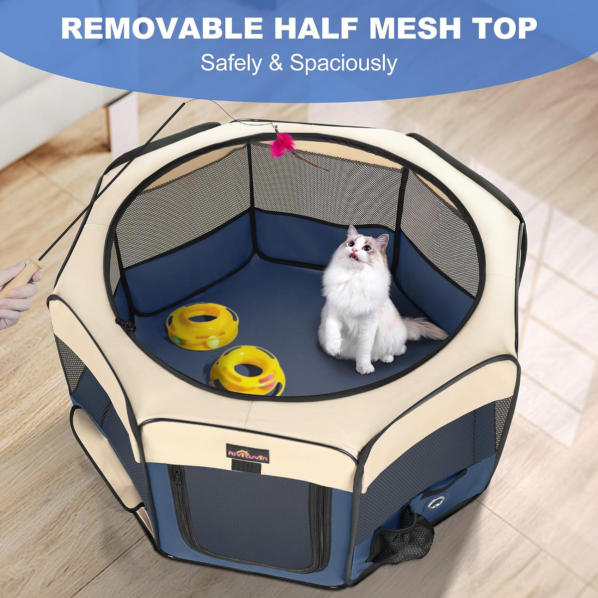 aivituvin dog playpen foldable waterproof pet play pens, close-up detail