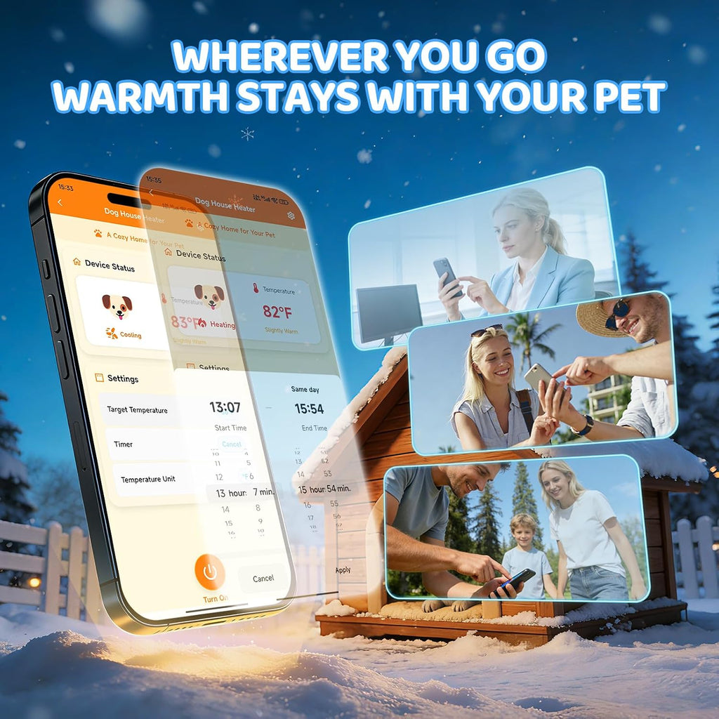 briidea wifi dog house heater 400w with lora shown in use