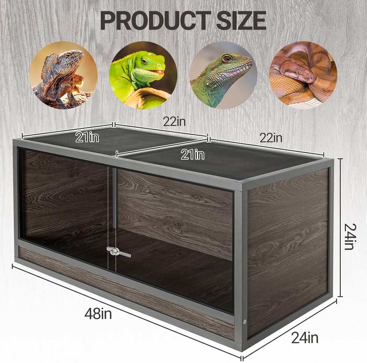 120 gallon reptile tank, 48 x 24 x shown in use