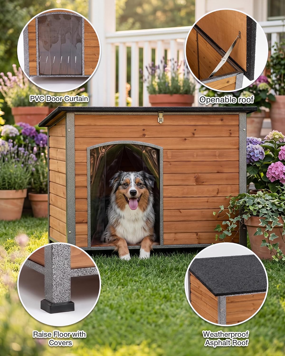 suumerpety indoor outdoor dog house,anti-chewing iron frame dog, close-up detail