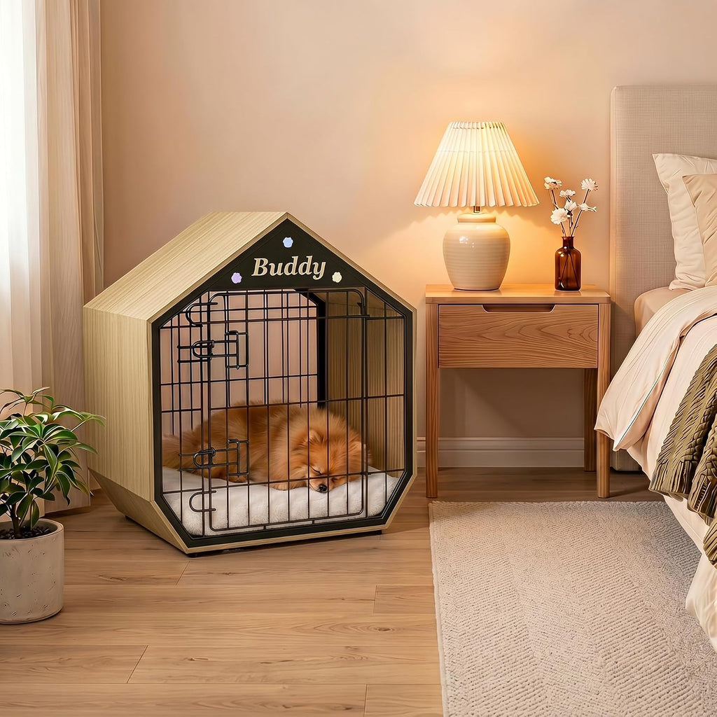easycom 25.5" dog crate furniture, modern decorative kennels, front angle view