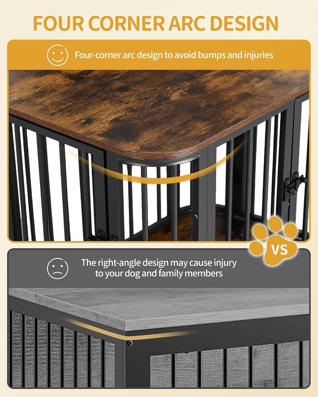 hzuaneri 39.4 in l dog crate furniture, wooden showing dimensions