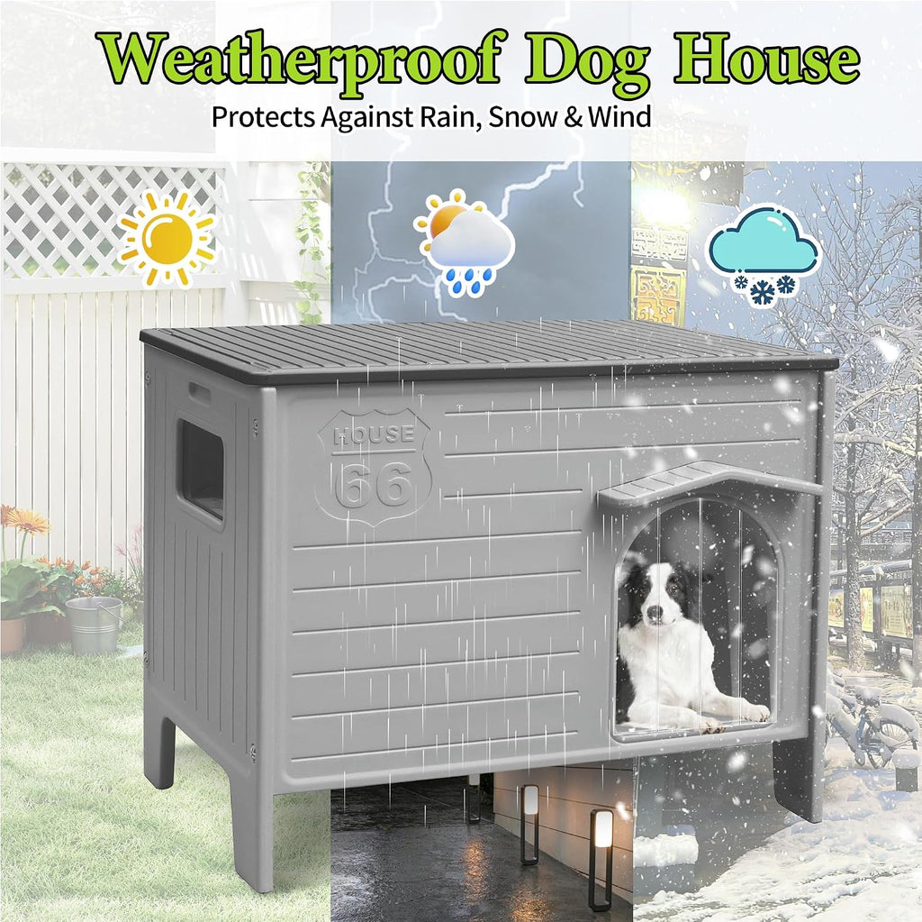 dog house outdoor weatherpoof plastic large dogs houses showing dimensions