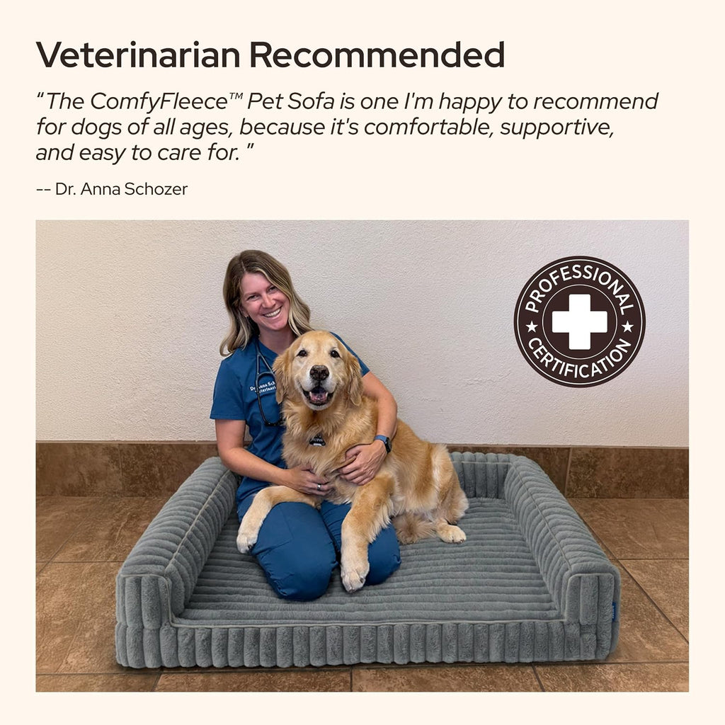 bedsure comfyfleece® memory foam orthopedic xxl dog bed shown in use