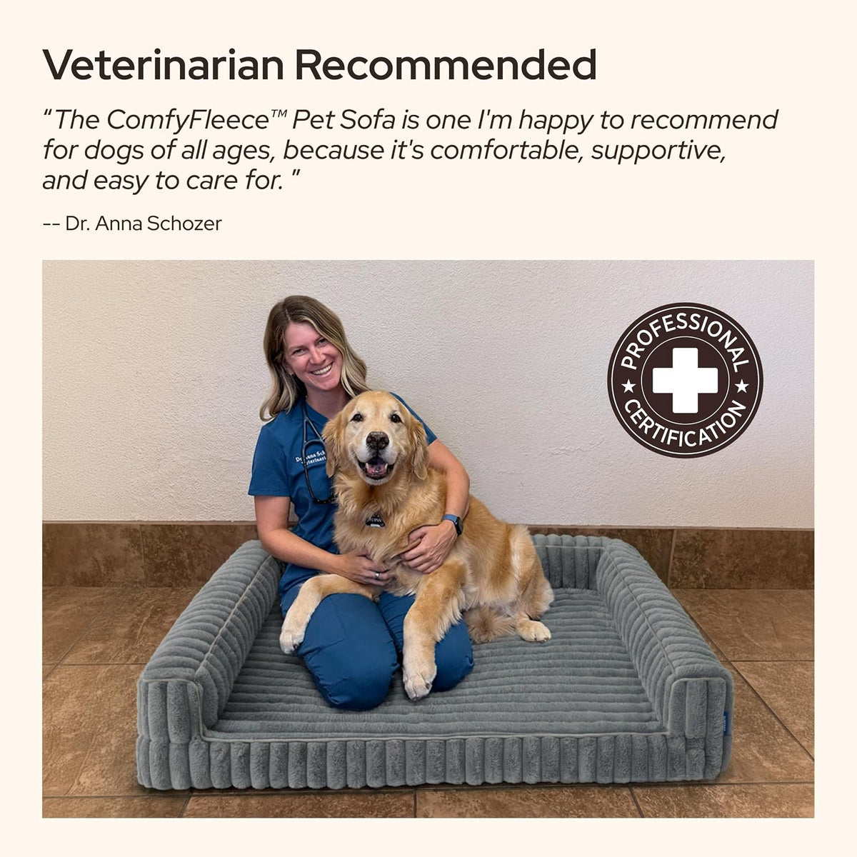 bedsure comfyfleece® memory foam orthopedic xxl dog bed shown in use