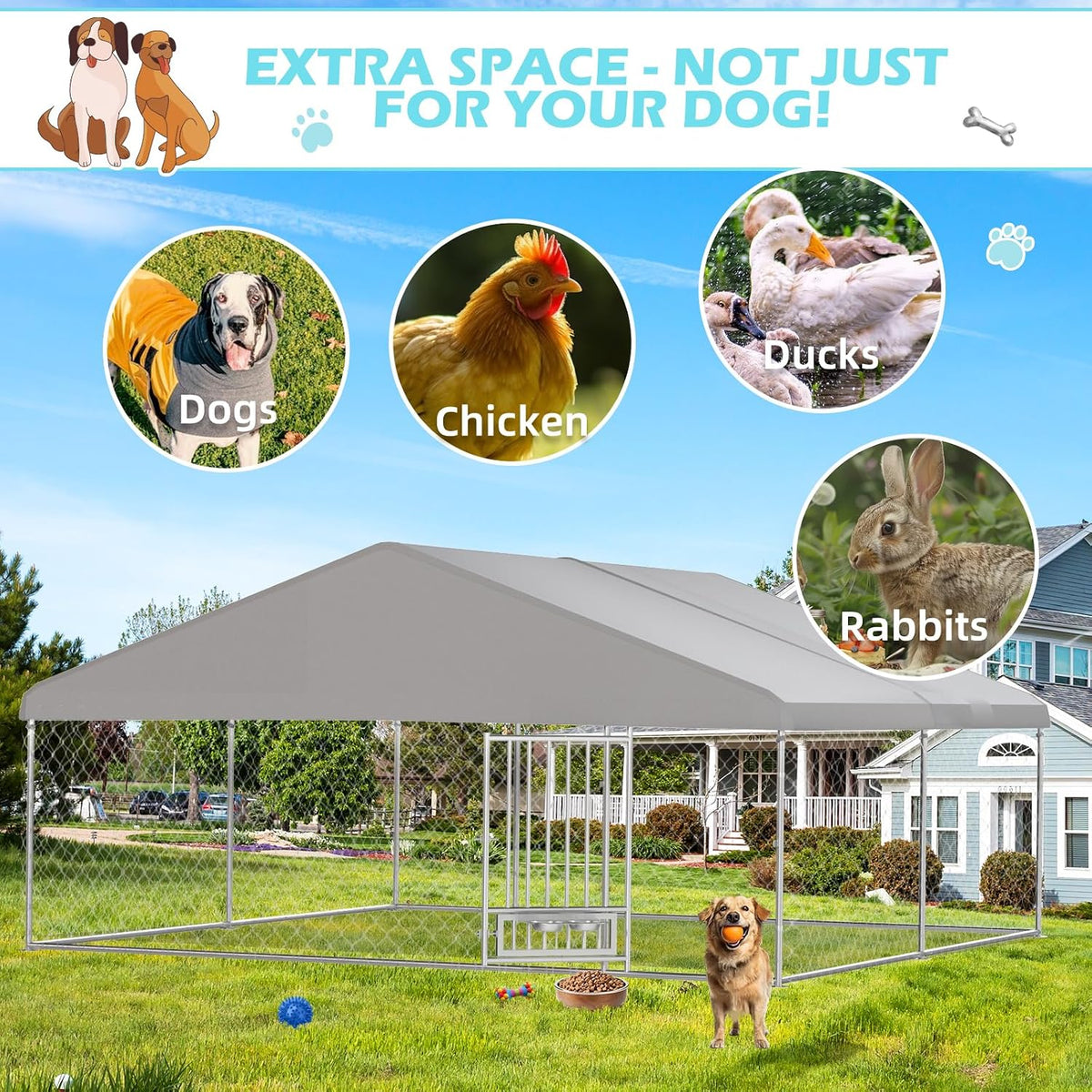 erinnyees 13'x13' outdoor dog kennel with roof, large on a desk or shelf